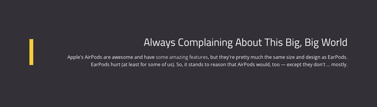 About Complaining Big World HTML5 Template