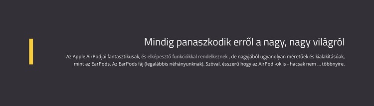 A nagy világ panaszkodásáról Weboldal tervezés