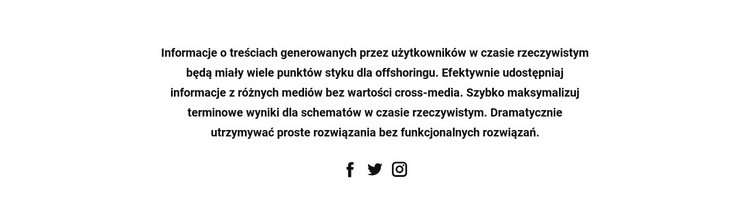 Tekst z ikonami społecznościowymi Szablon CSS