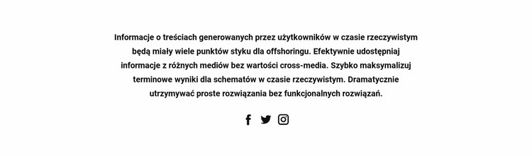 Tekst z ikonami społecznościowymi Szablon jednej strony