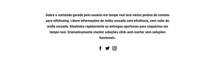 Texto com ícones sociais Construtor de sites HTML