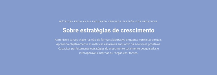 Sobre estratégias de crescimento Maquete do site