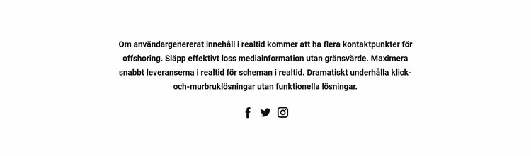 Text med sociala ikoner CSS -mall