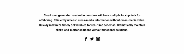 Text with social icons Web Page Design