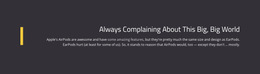 About Complaining Big World - Website Builder For Inspiration