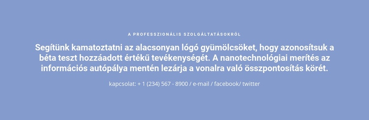 Szöveg telefonszámmal CSS sablon