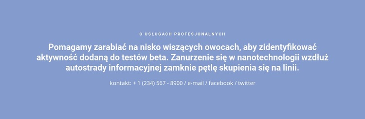 Tekst z numerem telefonu Makieta strony internetowej