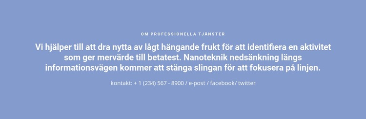 Text med telefonnummer Hemsidedesign