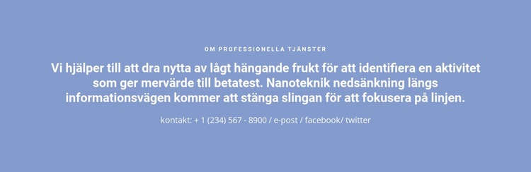 Text med telefonnummer Webbplats mall