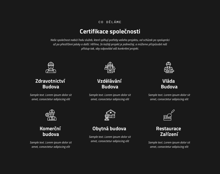 Certifikace společnosti Šablona HTML