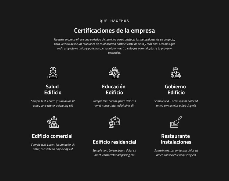 Certificación de empresa Plantillas de creación de sitios web