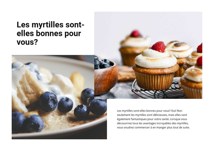 Dessert aux myrtilles Thème WordPress