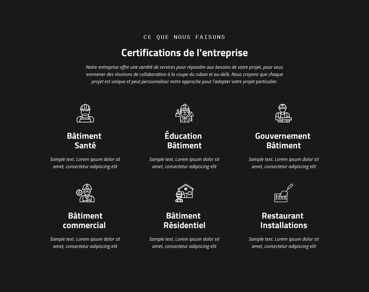 Certification d'entreprise Thème WordPress