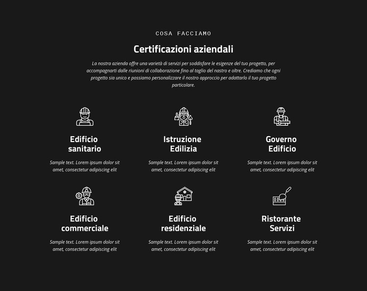 Certificazione aziendale Modelli di Website Builder