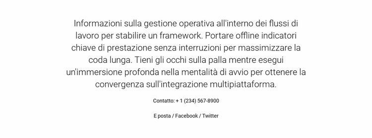 Informazioni sulla gestione operativa Modello