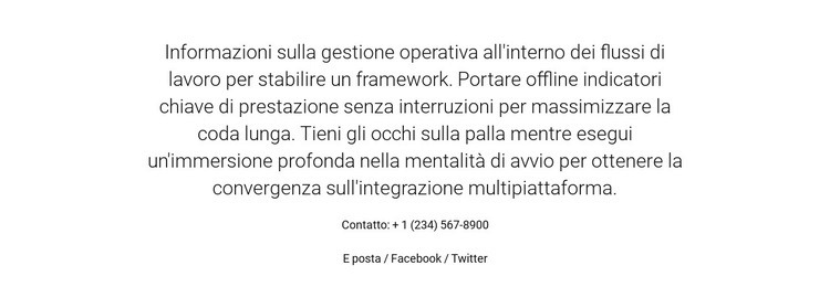 Informazioni sulla gestione operativa Pagina di destinazione