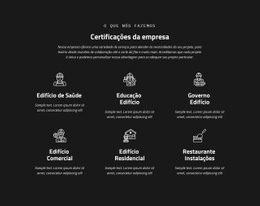 Certificação Da Empresa - Funcionalidade Construtor De Sites