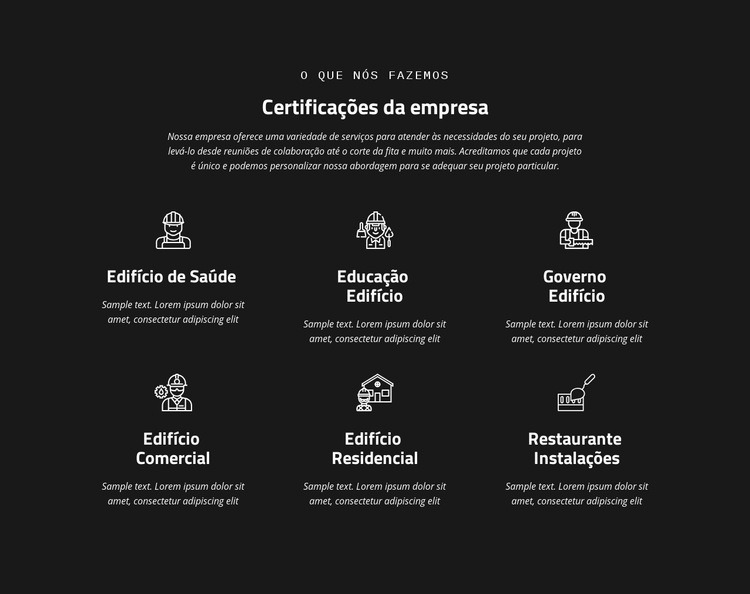 Certificação da empresa Modelos de construtor de sites
