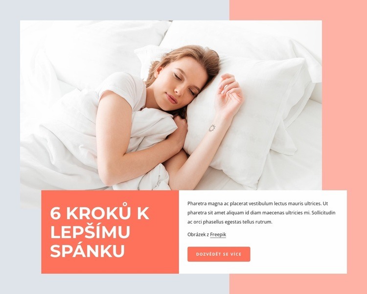 6 kroků k lepšímu spánku Šablona webové stránky
