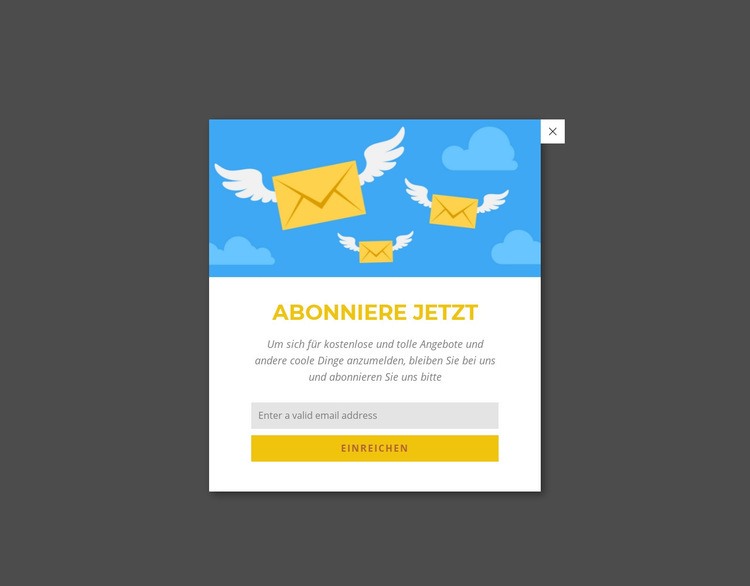 Abonnieren Sie jetzt das Formular im Popup HTML Website Builder