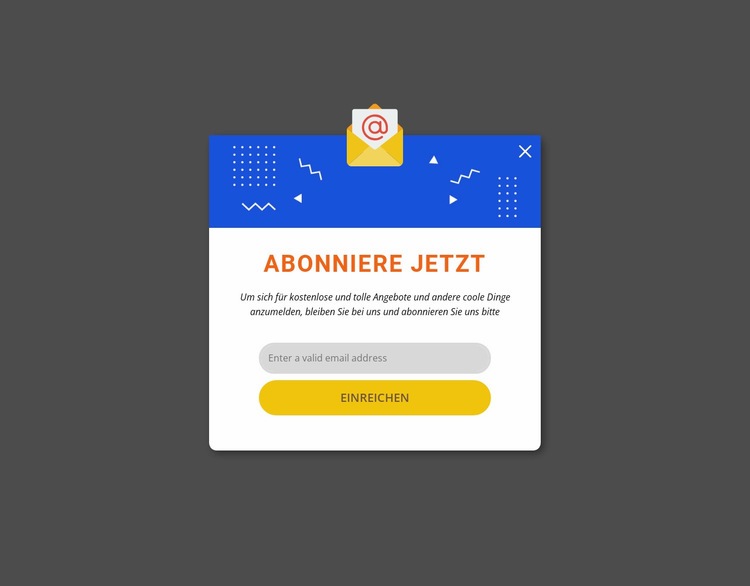 Jetzt abonnieren Popup Website design