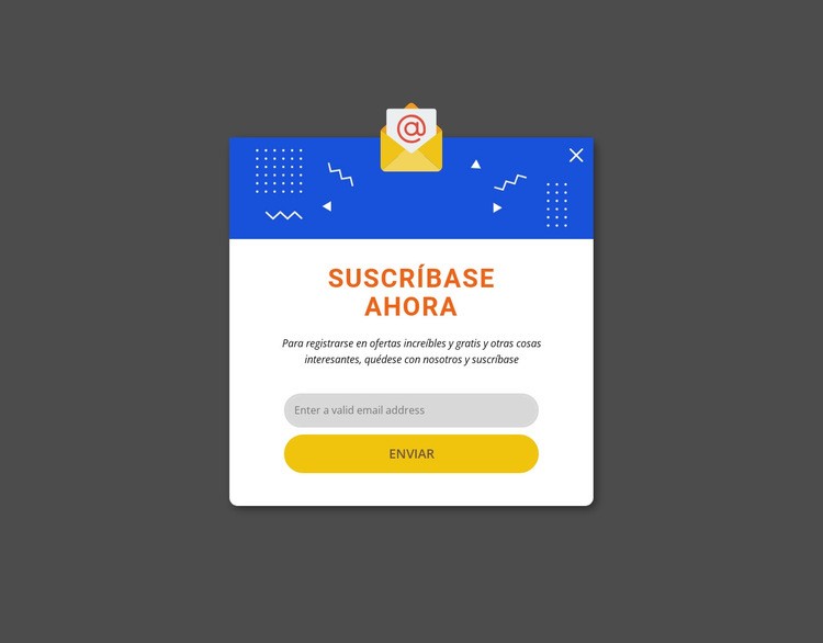 Suscríbete ahora emergente Creador de sitios web HTML