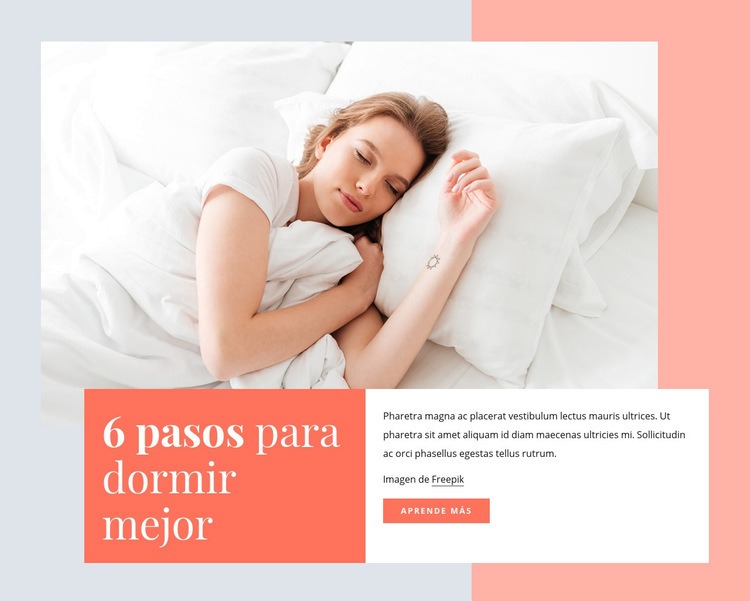 6 pasos para dormir mejor Maqueta de sitio web