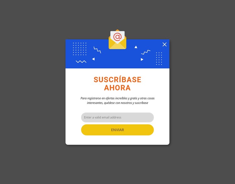 Suscríbete ahora emergente Plantilla CSS