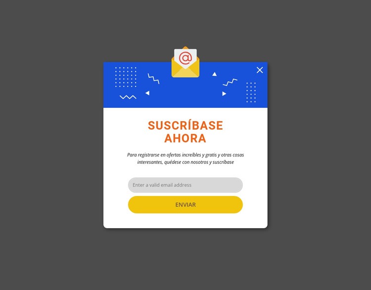 Suscríbete ahora emergente Plantilla HTML5