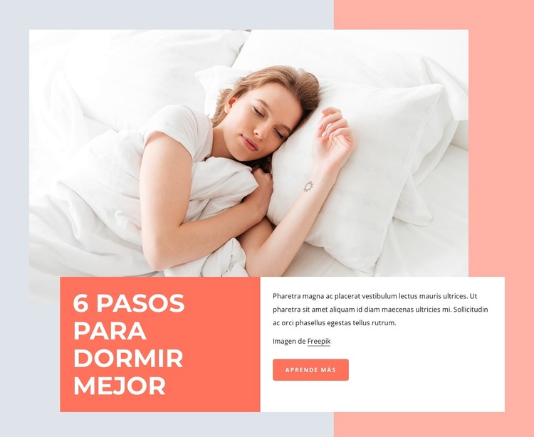 6 pasos para dormir mejor Plantilla de sitio web