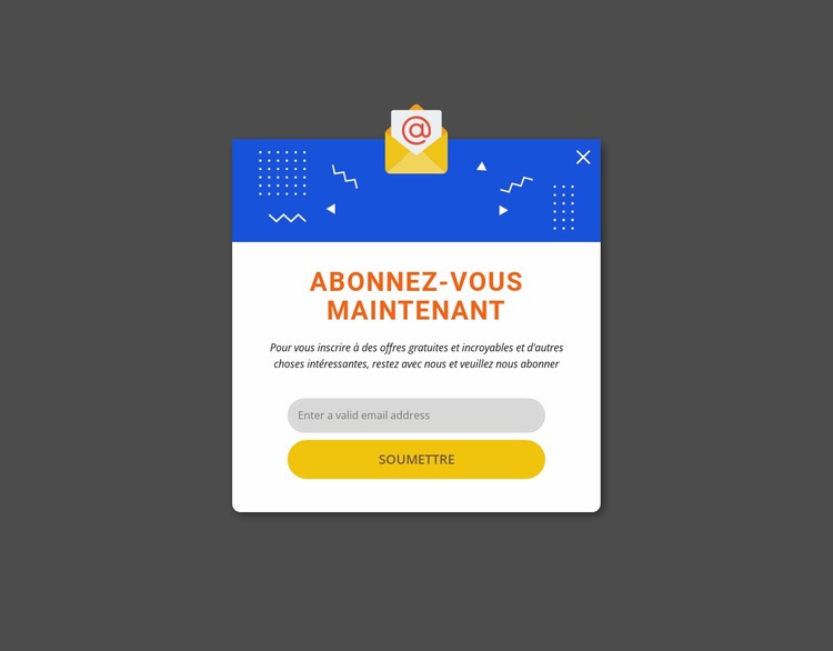 Abonnez-vous maintenant popup Modèles de constructeur de sites Web