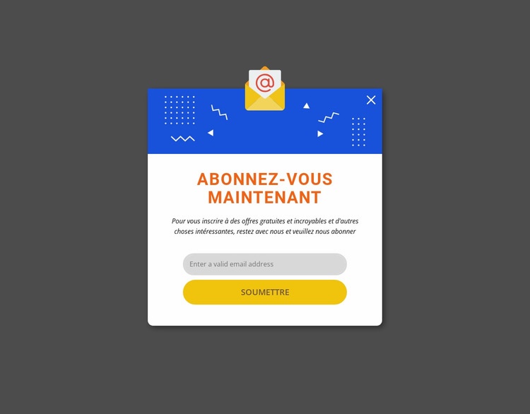 Abonnez-vous maintenant popup Modèle HTML5