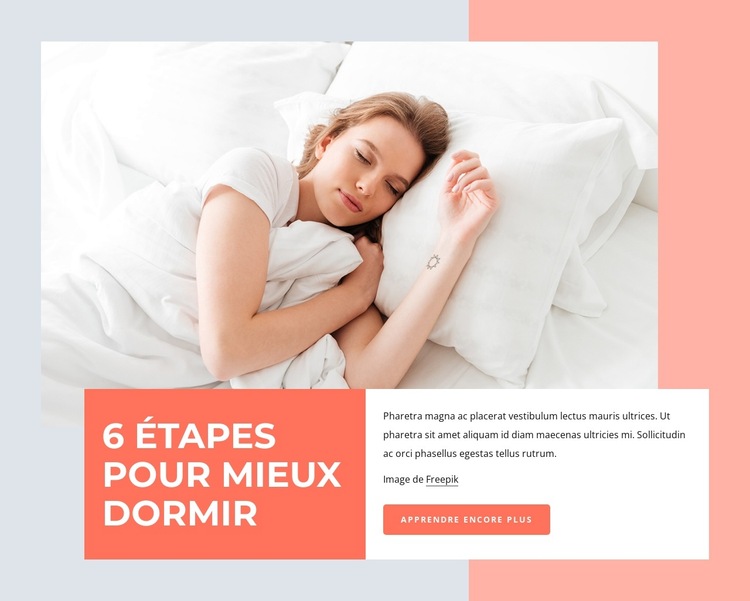 6 étapes pour mieux dormir Modèle de site Web