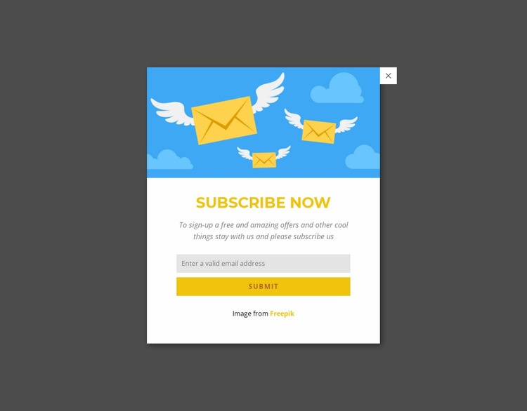 Subcribe now form in popup Homepage Design