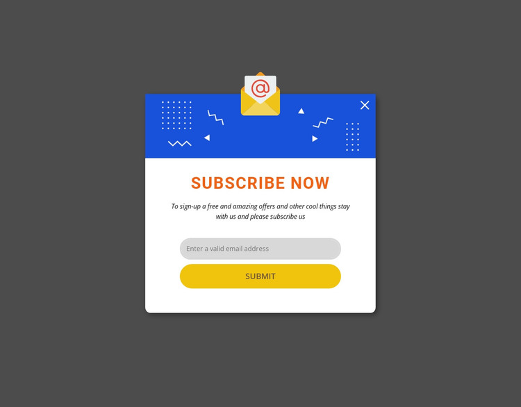 Subscribe now popup HTML Template