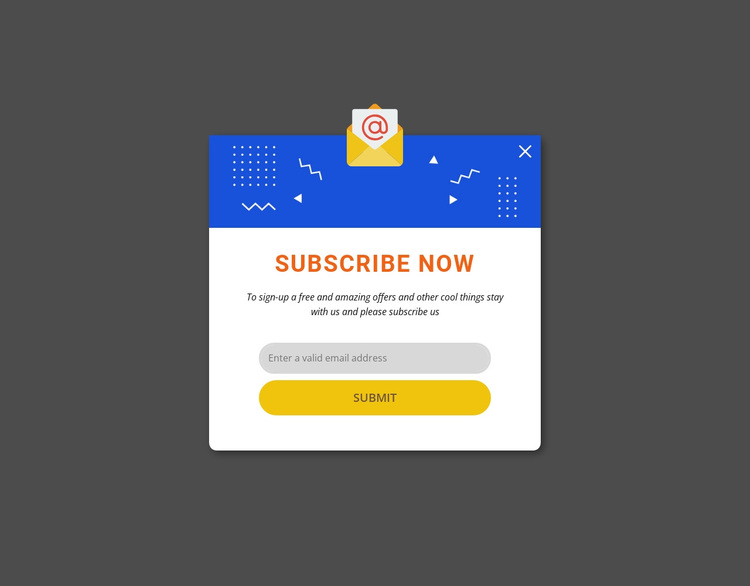 Subscribe now popup Joomla Page Builder