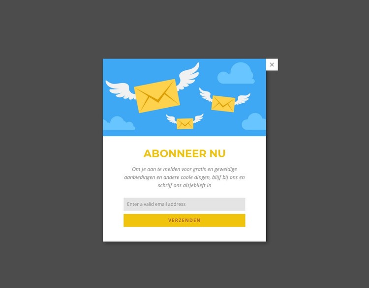 Schrijf u nu in via het pop-upformulier Website ontwerp