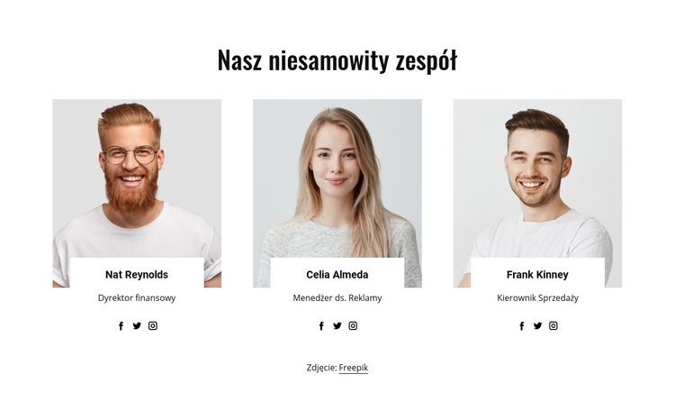 Nasz niesamowity zespół Kreator witryn internetowych HTML