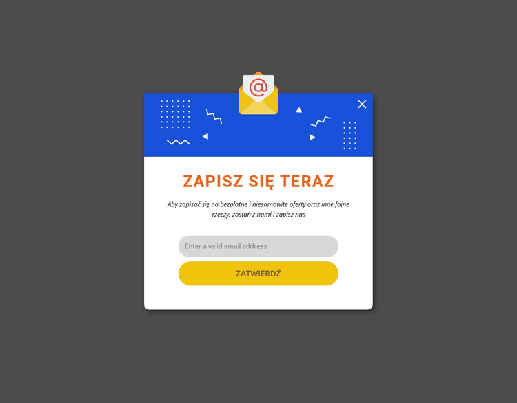 Zapisz się teraz popup Motyw WordPress