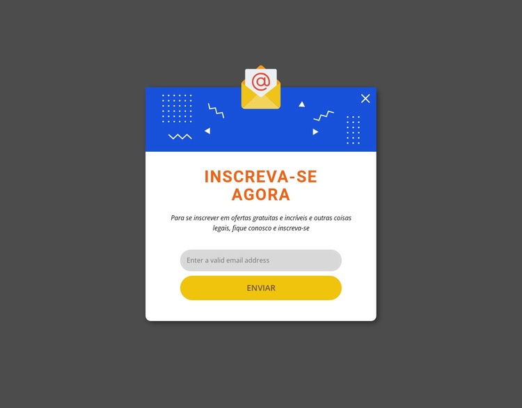 Inscrever-se agora pop-up Maquete do site