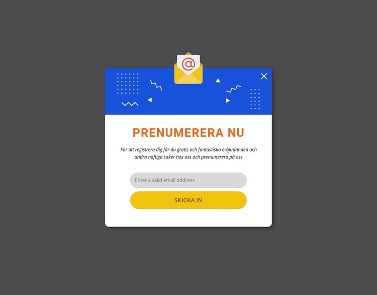 Prenumerera nu popup HTML-mall