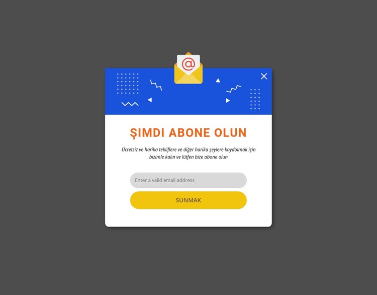 Şimdi abone ol pop-up'ı CSS Şablonu