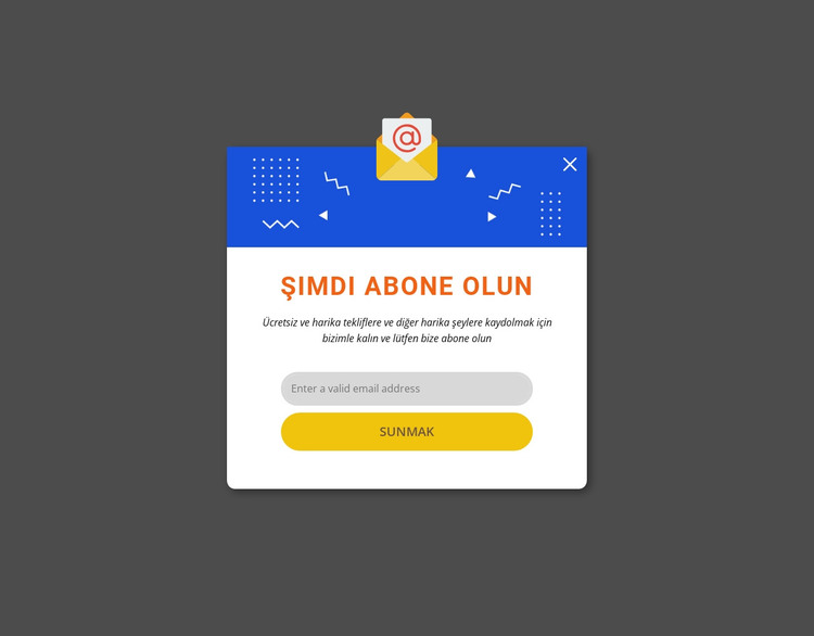 Şimdi abone ol pop-up'ı HTML Şablonu