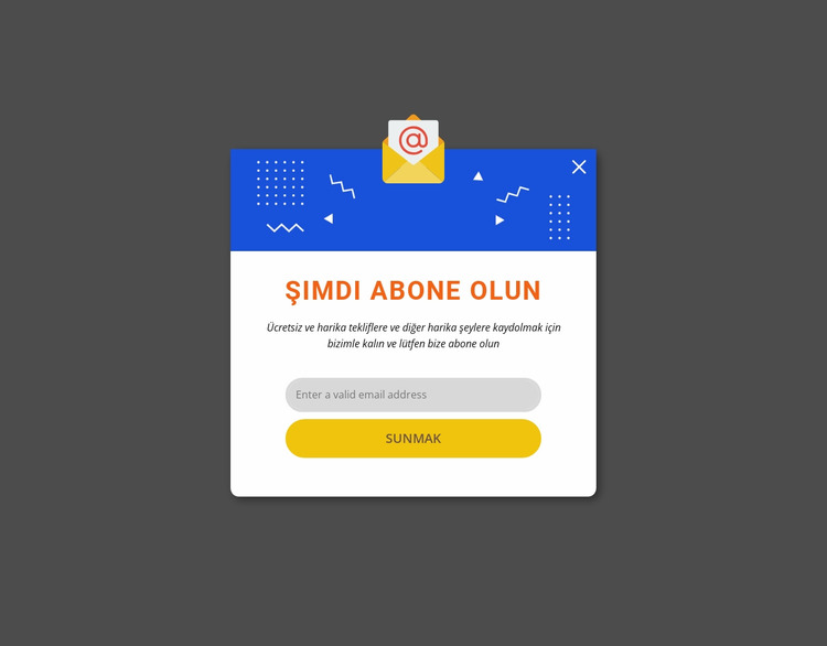 Şimdi abone ol pop-up'ı Joomla Şablonu