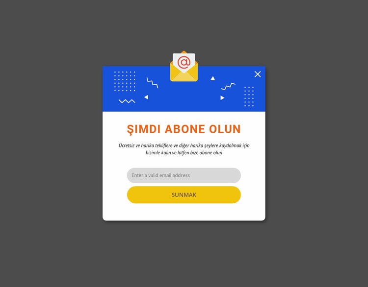 Şimdi abone ol pop-up'ı Web Sitesi Oluşturucu Şablonları