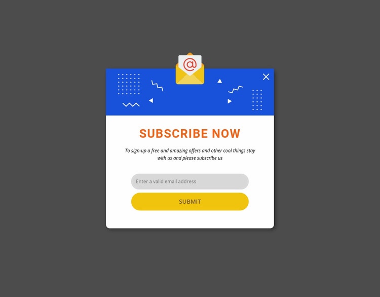 Subscribe now popup Web Page Design