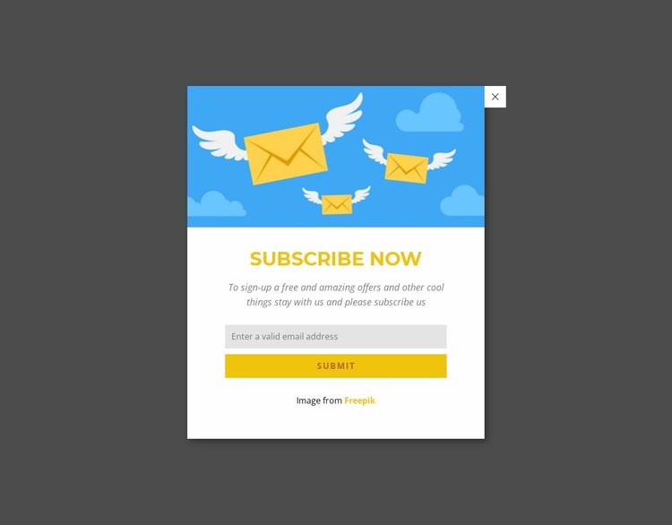 Subcribe now form in popup Web Page Design