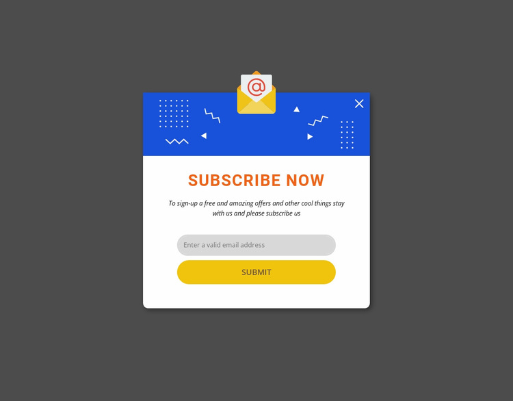Subscribe now popup Website Design