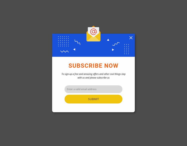 Subscribe now popup WordPress Website Builder