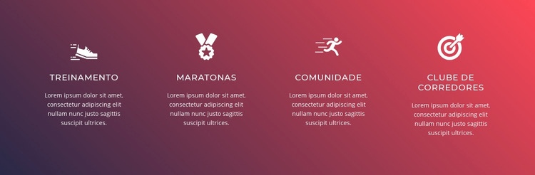 Recursos do clube de corrida Landing Page